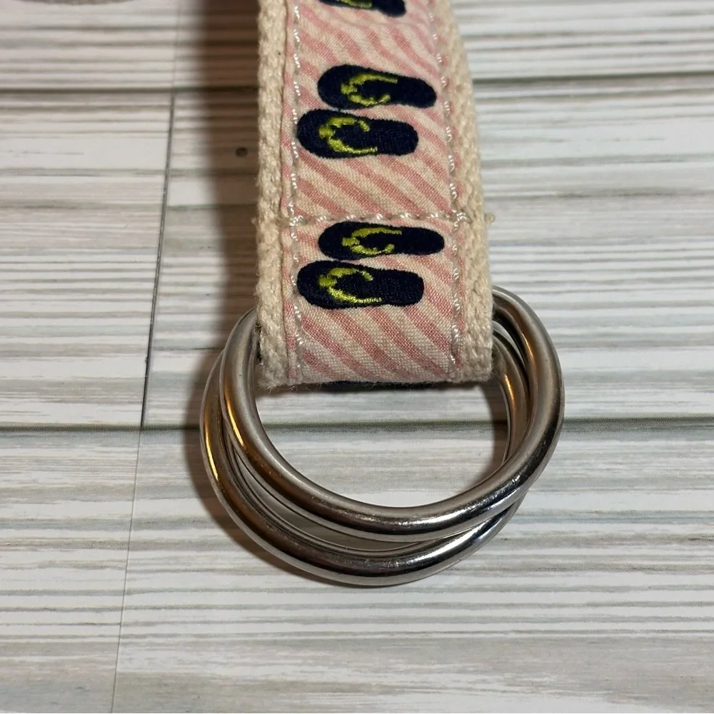 J. Crew Women's Pink Stripe Fabric Flip Flop Belt Size S/M - Picture 2 of 7